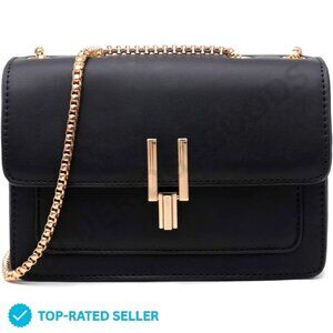 Brand New TOP BAND Crossbody Bag Black Gold Chain